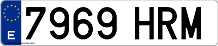 Ejemplo de matrícula de coche ordinaria 7969 HRM