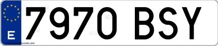 Ejemplo de matrícula española 7970 BSY