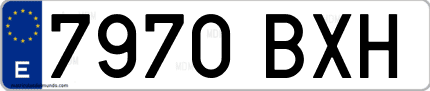 Ejemplo de matrícula de coche ordinaria 7970 BXH
