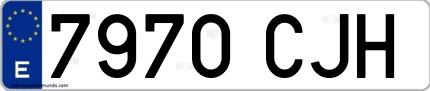 Ejemplo de matrícula española 7970 CJH