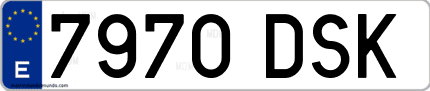 Ejemplo de matrícula de coche ordinaria 7970 DSK