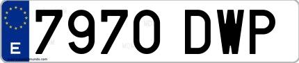 Ejemplo de matrícula española 7970 DWP