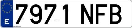 Ejemplo de matrícula española 7971 NFB