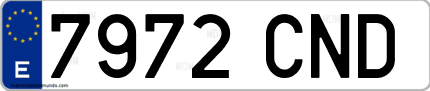 Ejemplo de matrícula de coche ordinaria 7972 CND