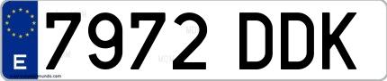 Ejemplo de matrícula española 7972 DDK