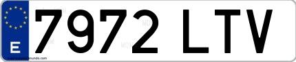 Ejemplo de matrícula española 7972 LTV