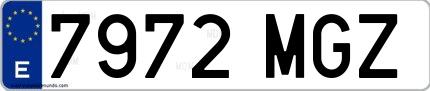 Ejemplo de matrícula española 7972 MGZ