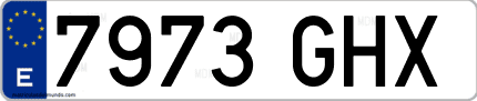 Ejemplo de matrícula de coche ordinaria 7973 GHX