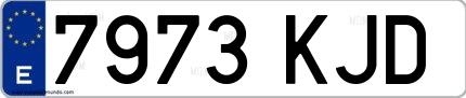 Ejemplo de matrícula española 7973 KJD