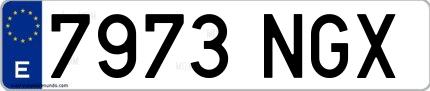 Ejemplo de matrícula española 7973 NGX
