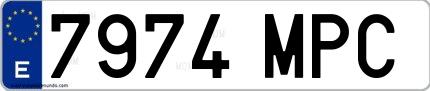 Ejemplo de matrícula española 7974 MPC