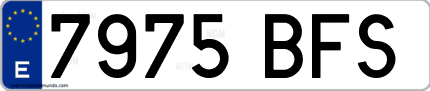 Ejemplo de matrícula de coche ordinaria 7975 BFS