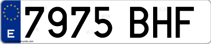 Ejemplo de matrícula de coche ordinaria 7975 BHF