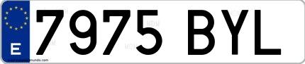 Ejemplo de matrícula española 7975 BYL