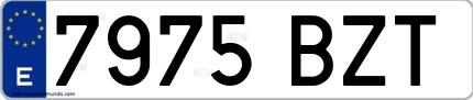 Ejemplo de matrícula de coche ordinaria 7975 BZT