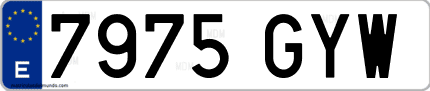 Ejemplo de matrícula de coche ordinaria 7975 GYW