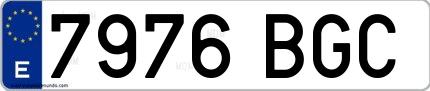 Ejemplo de matrícula española 7976 BGC