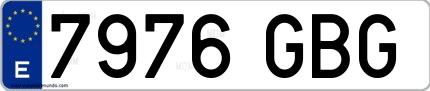 Ejemplo de matrícula española 7976 GBG