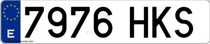 Ejemplo de matrícula española 7976 HKS