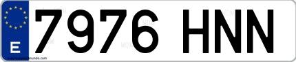 Ejemplo de matrícula española 7976 HNN