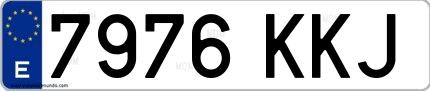 Ejemplo de matrícula española 7976 KKJ