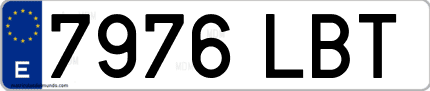 Ejemplo de matrícula de coche ordinaria 7976 LBT