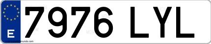 Ejemplo de matrícula española 7976 LYL
