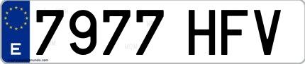 Ejemplo de matrícula española 7977 HFV