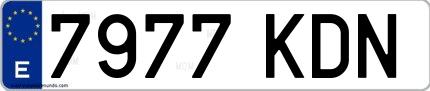Ejemplo de matrícula española 7977 KDN