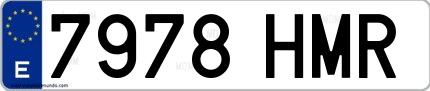 Ejemplo de matrícula española 7978 HMR