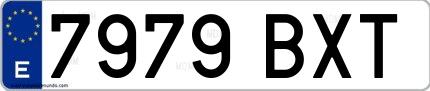 Ejemplo de matrícula española 7979 BXT