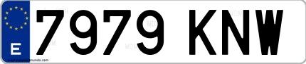 Ejemplo de matrícula de coche ordinaria 7979 KNW
