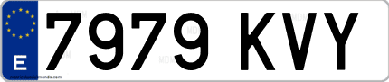 Ejemplo de matrícula de coche ordinaria 7979 KVY
