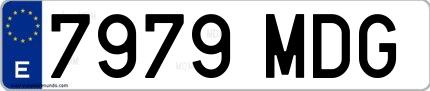 Ejemplo de matrícula española 7979 MDG