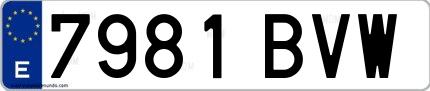 Ejemplo de matrícula española 7981 BVW