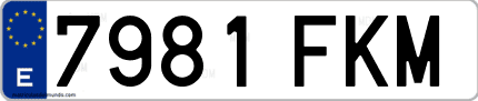 Ejemplo de matrícula de coche ordinaria 7981 FKM