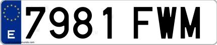 Ejemplo de matrícula española 7981 FWM