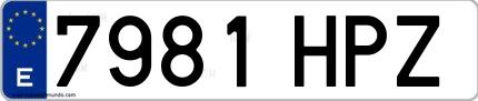 Ejemplo de matrícula española 7981 HPZ
