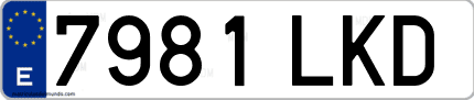 Ejemplo de matrícula de coche ordinaria 7981 LKD