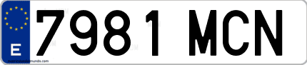 Ejemplo de matrícula de coche ordinaria 7981 MCN