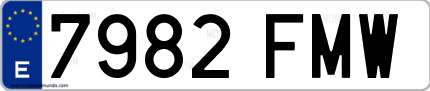 Ejemplo de matrícula de coche ordinaria 7982 FMW