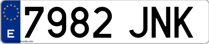 Ejemplo de matrícula de coche ordinaria 7982 JNK