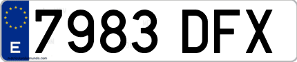 Ejemplo de matrícula de coche ordinaria 7983 DFX
