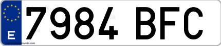 Ejemplo de matrícula de coche ordinaria 7984 BFC