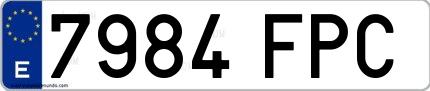 Ejemplo de matrícula española 7984 FPC