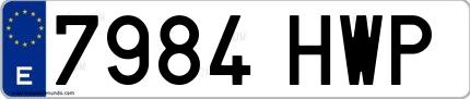 Ejemplo de matrícula española 7984 HWP