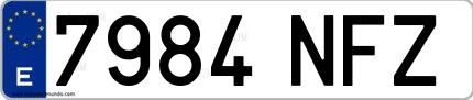 Ejemplo de matrícula española 7984 NFZ
