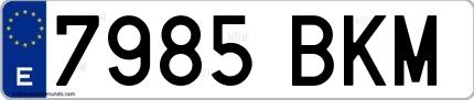 Ejemplo de matrícula de coche ordinaria 7985 BKM