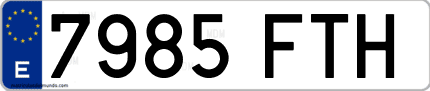 Ejemplo de matrícula de coche ordinaria 7985 FTH