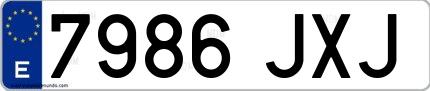 Ejemplo de matrícula española 7986 JXJ